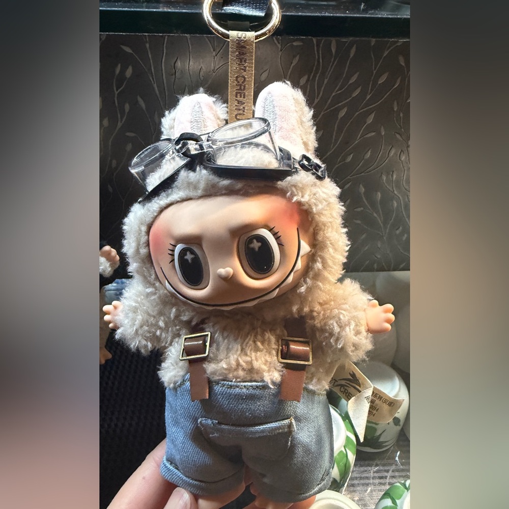 Charming Plush Doll with Goggles and Overalls
